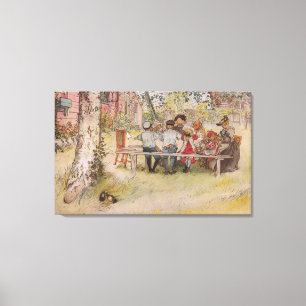 Impressão Em Tela Carl Larsson Vintage Breakfast sob o Big Birch