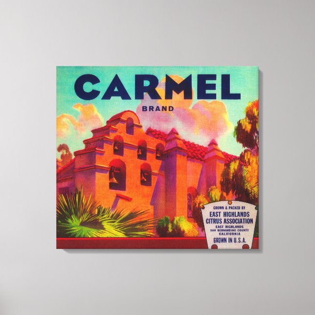 Impressão Em Tela Carmel Orange LabelEast Highlands, CA (Frente)