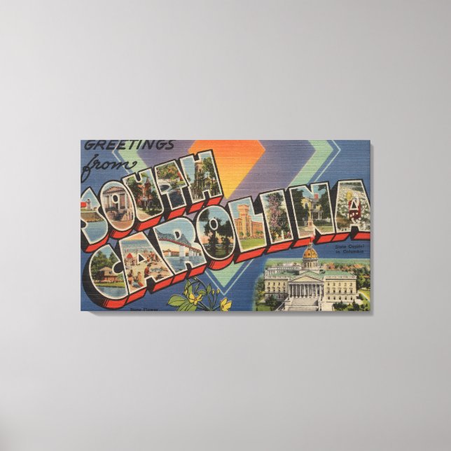 Impressão Em Tela Carolina do Sul (Capital do Estado/Flor) (Frente)