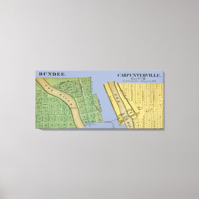IMPRESSÃO EM TELA CARPENTERSVILLE DUNDEE ILLINOIS 1871 MAP (Frente)