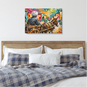 Impressão Em Tela Carrinho de Burro ao Estilo de Van Gogh Rua Marroq