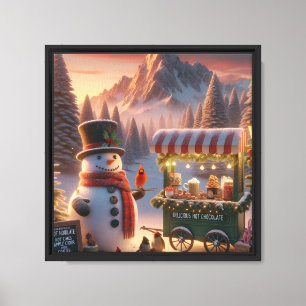 Impressão Em Tela Carrinho de Chocolate Quente de Snowman na Wonderl