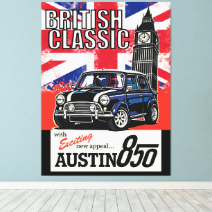 Impressão Em Tela Carro Clássico Britânico Retrô Arte Pop Frente