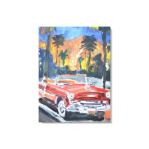 Carro Conversível Vermelho Vintage em Paraíso Trop