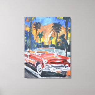 Impressão Em Tela Carro Conversível Vermelho Vintage em Paraíso Trop