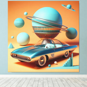 Impressão Em Tela Carro Cruiser de Visão Celeste Futurista Atômica