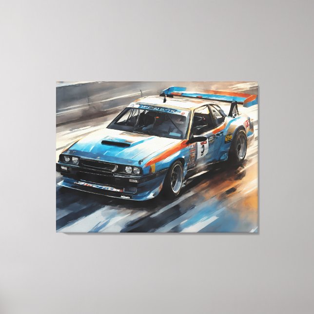 Impressão Em Tela Carro de Corrida Azul esportivo (Frente)