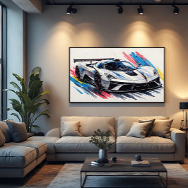 Impressão Em Tela Carro de Corrida de Entusiastas Futuristas