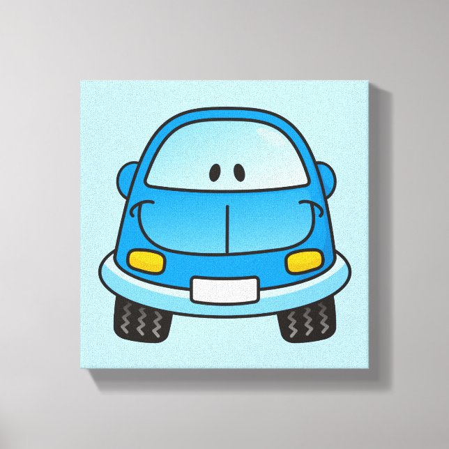 Impressão Em Tela Carro de desenho azul (Frente)
