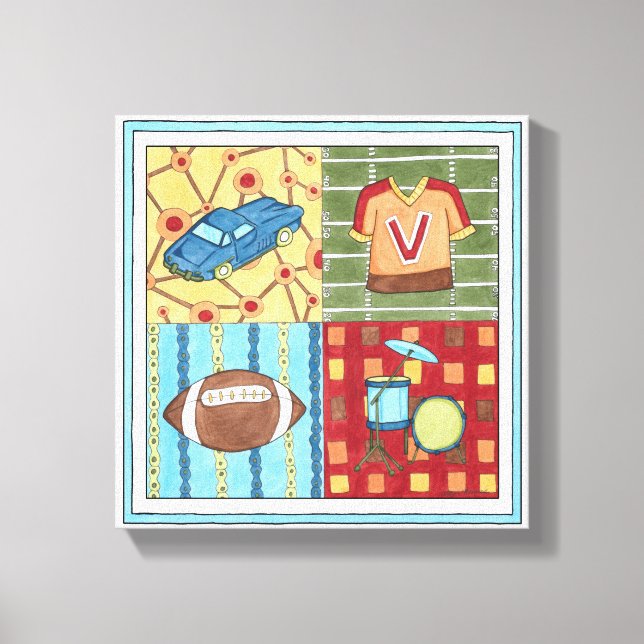 Impressão Em Tela Carro, Jersey, kit de futebol e tambor (Frente)