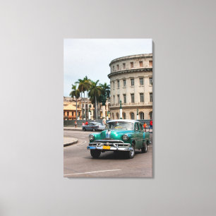 Impressão Em Tela Carros retros na rua de Havana