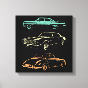 Impressão Em Tela Carros vintage - Retro Gráfico dos anos 80 e 90