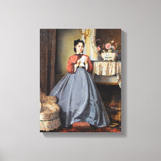 Impressão Em Tela Carta de Amor por August Toulmouche (Frente)