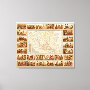 Impressão Em Tela Carta etnográfica de México