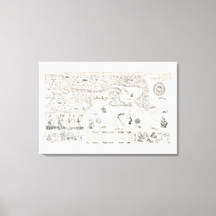 Impressão Em Tela Carta Francesa Canadá (Québec) por Champlain 1612