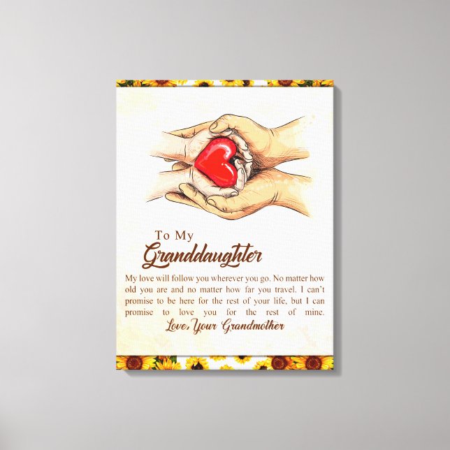 Impressão Em Tela Carta Personalizada À Minha neta, (Frente)