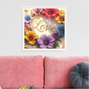 Impressão Em Tela Cartão de Boas-Vindas 3D Luxuoso com Desenho Flora