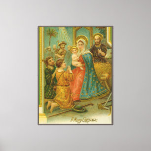 Impressão Em Tela Cartão de Natal Vintage da Era Eduardiana represen