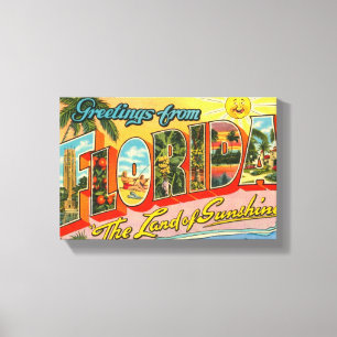 Impressão Em Tela Cartão-Postal De Saudações Da Florida Vintage