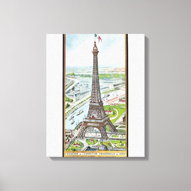 Impressão Em Tela Cartão-postal representando a Torre Eiffel (Frente)
