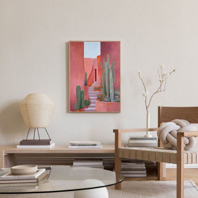 Impressão Em Tela Cartaz Boho Cactos de Santa Fe (Living Room ✨)