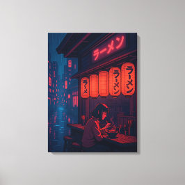 Impressão Em Tela Cartaz da Noite de Ramen Cyberpunk – Cidade Japone