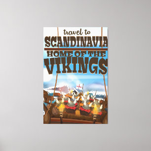 Impressão Em Tela Cartaz de desenho da Escandinávia, lar dos vikings