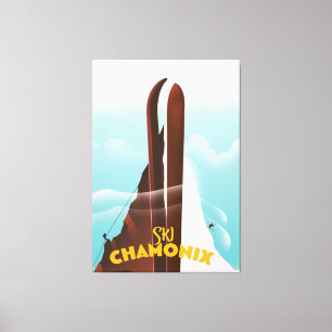 Impressão Em Tela Cartaz de esqui Chamonix-Mont-Blanc