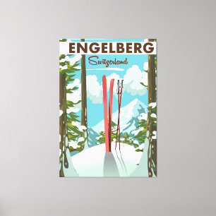 Impressão Em Tela Cartaz de esqui de Engelberg Suíça