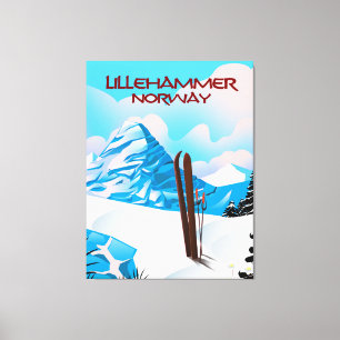 Impressão Em Tela Cartaz de esqui de Lillehammer Noruega.
