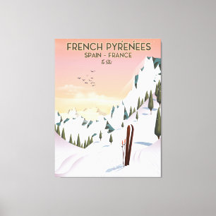 Impressão Em Tela Cartaz de esqui dos Pirenéus Franceses