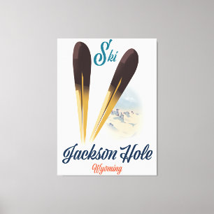 Impressão Em Tela Cartaz de esqui Jackson Hole Wyoming