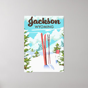 Impressão Em Tela Cartaz de esqui Jackson Wyoming