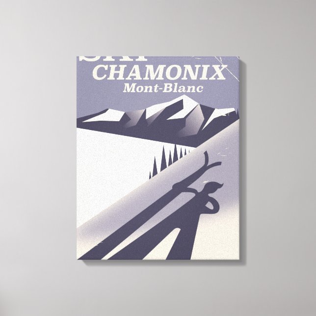Impressão Em Tela Cartaz de esqui vintage Chamonix-Mont-Blanc (Frente)