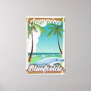 Impressão Em Tela Cartaz de férias de praia em Bluefields, Jamaica.