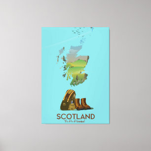 Impressão Em Tela Cartaz de mapa de viagem de caminhada vintage da E