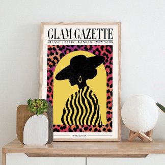 Impressão Em Tela Cartaz de Moda Glam Gazette | Arte de Parede Leopa