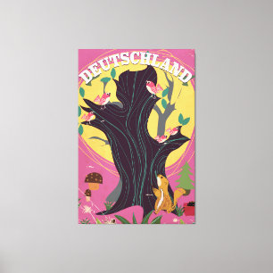 Impressão Em Tela Cartaz de paisagem de desenho animado vintage da A