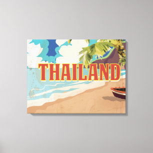 Impressão Em Tela Cartaz de Viagem Antigo da Tailândia