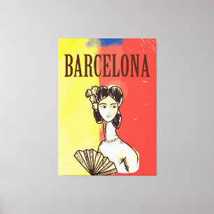 Impressão Em Tela Cartaz de viagem antigo de Barcelona Espanha