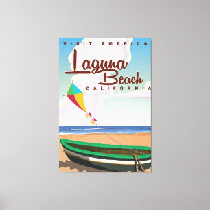 Impressão Em Tela Cartaz de Viagem Antigo de Laguna Beach Califórnia