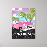 Cartaz de viagem antigo de Long Beach Califórnia