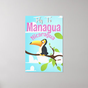 Impressão Em Tela Cartaz de viagem antigo de Managua, Nicarágua