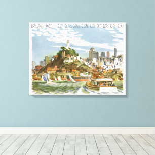 Impressão Em Tela Cartaz de Viagem da Baía de São Francisco Antigo F