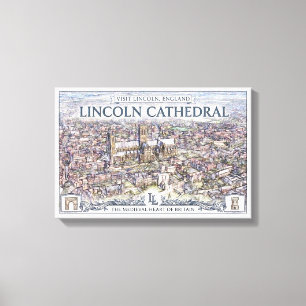 Impressão Em Tela Cartaz de Viagem da Catedral de Lincoln Vintage In