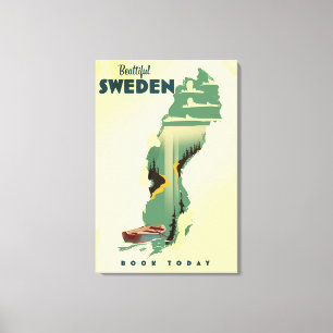 Impressão Em Tela Cartaz de viagem da linda Suécia