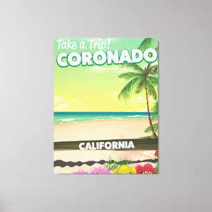 Impressão Em Tela cartaz de viagem da praia de Coronado Califórnia