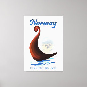Impressão Em Tela cartaz de viagem de barco longo da Noruega