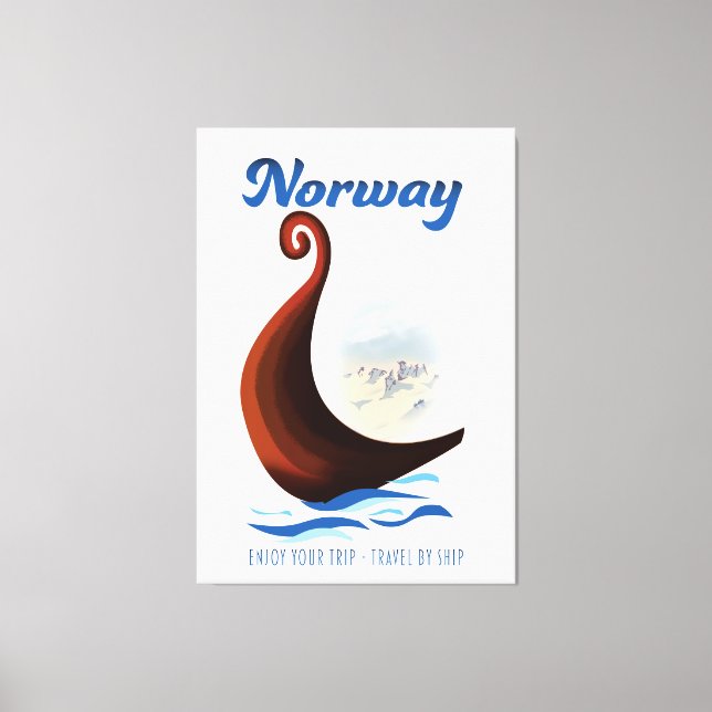 Impressão Em Tela cartaz de viagem de barco longo da Noruega (Frente)