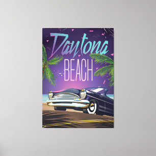 Impressão Em Tela Cartaz de viagem de carro vintage de Daytona Beach